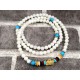 108 White Coral Mala Beads with Om Mani Padme Hum