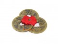 3 Brass Coins knotted with Red Ribbon (Set of 3)