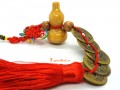 5 Brass Coins with Wu Lou Feng Shui Tassel