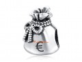 925 Sterling Silver Money Bag with Euro Sign Charm Bead