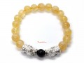 A Pair of 925 Silver Baby Pi Yao with Citrine Bracelet