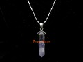 Amethyst Crystal Point Pendant with Stainless Steel Necklace (L)