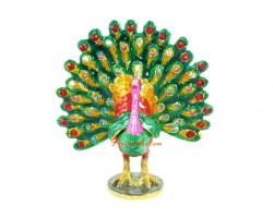 Bejeweled  Peacock with Fan Out Tail