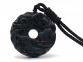 Black Obsidian Piyao Ping An Kou Coin Pendant