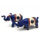 Blue Elephant and Rhino With Talisman Feathers and Anti-Robbery Amulet
