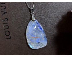 Blue Moonstone Carp Crystal Pendant
