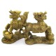 Brass Feng Shui Chi Lin on Gold Ingots