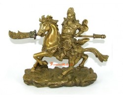 Brass Majestic Kwan Kung on Horse (S)