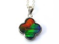 Canadian Ammolite Clover Leaf Pendant with 925 Silver Frame