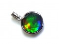 Canadian Ammolite Star of David Pendant with 925 Silver Frame (12mm)