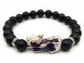 Color Changing Silver Pi Yao with Obsidian Bracelet