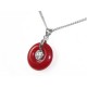 Crystal Prosperity Coin Pendant with Stainless Steel Chain