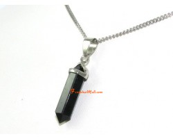 Obsidian Crystal Point Pendant Necklace (S)