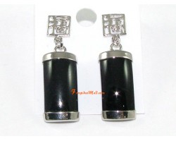 Obsidian Earrings with Fuk for Fortune Luck