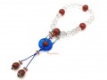 Empress 18 Clear Quartz Prayer Beads with Red Agate