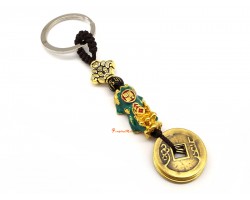 Enameled Piyao with 5 Coins Keychain