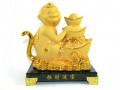 Exquisite Sparkling Golden Monkey with Stack of Gold Ingots
