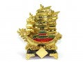 Golden Double Dragon Head Wealth Ship