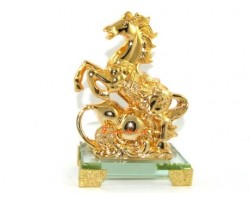 Golden Feng Shui Horse with Wu Lou
