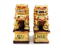 Golden Feng Shui Fu Dogs for Protection