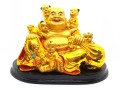Bouddha riant doré avec cinq enfants