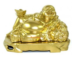 Golden Reclining Laughing Buddha