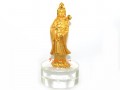 Golden Standing Guan Yin on Glass Base