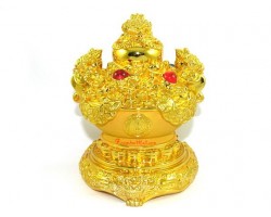 Golden Wealth Pot with Money Frogs for Prosperity Luck