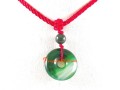 Green Agate Coin Ping Aun Kou Pendant Necklace