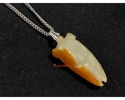 Jade Cicada Pendant with Stainless Steel Chain