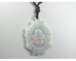 Jade Laughing Buddha Pendant with Oriental Necklace