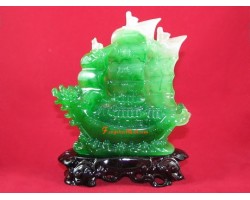 Jadeite Double Dragon Feng Shui Wealth Ship