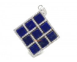 Lapis Lazuli Nine Grid Bejeweled Pendant