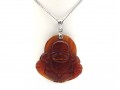 Laughing Buddha Crystal Pendant Necklace (Red Agate)