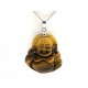 Laughing Buddha Crystal Pendant Necklace (Tiger Eye)