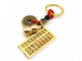 Metal Wulou With 5 Emperor Coins and Abacus Keychain