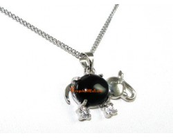 Obsidian Elephant Pendant with Necklace