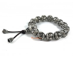 Om Mani Padme Hum Lotus Tibetan Silver Beads Bracelet