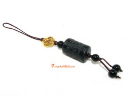 Om Mani Padme Hum Amulet Mobile Hanging (Obsidian)