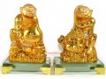 Pair of Auspicious Monkeys with Peach and Wealth Pot
