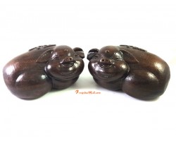 Pair of Wooden Fortune Pigs