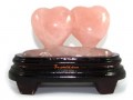 Pair of Rose Quartz Hearts on Stand