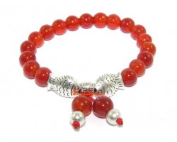 Red Agate Crystal Bracelet with Double Carps