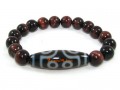 Red Tigers Eye Bracelet with Tibetan Dzi Bead of Your Choice