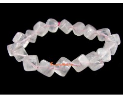 Rose Quartz Cubes Stretch Crystal Bracelet