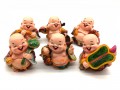 Set Of Six Adorable Colorful Laughing Buddhas