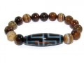 Tibetan Dzi bead of your Choice with Brown Agate Bracelet