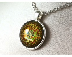 Tibetan Spiritual Buddhist Kalachakra Mandala Pendant Necklace