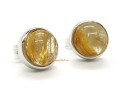 Titanium Golden Rutilated Quartz Silver Stud Earring