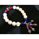 White Tridacna Bracelet with Flower Beads
